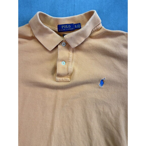 Ralph Lauren Polo Shirt Orange Short Sleeve 2 Button Men's XL Classic Fit Pony - Picture 3 of 9